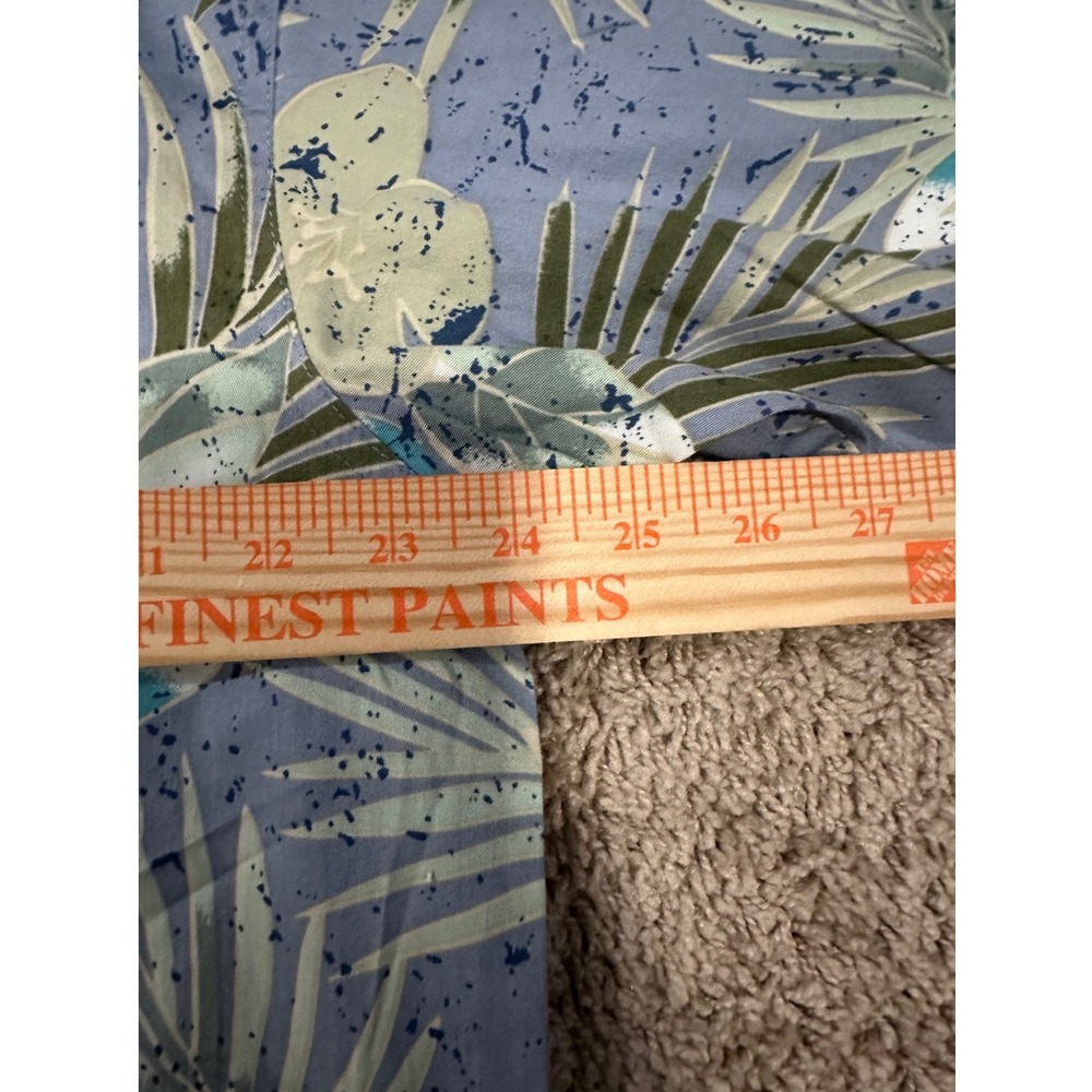 Cotton Traders Mens Large Blue Tropical Floral Palm Cotton Hawaiian Shirt NWT - Picture 4 of 9